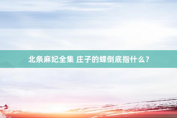 北条麻妃全集 庄子的蝶倒底指什么？