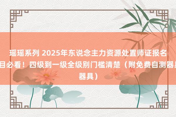 瑶瑶系列 2025年东说念主力资源处置师证报名条目必看！四级到一级全级别门槛清楚（附免费自测器具）