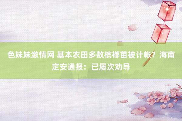 色妹妹激情网 基本农田多数槟榔苗被计帐？海南定安通报：已屡次劝导